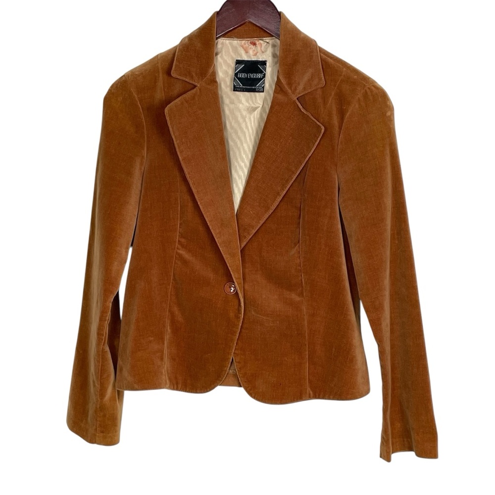 Vintage Women's Body English Brown Velvet Blazer Size 9/10